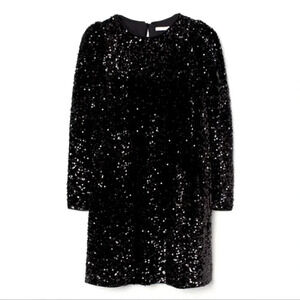 H&M Sequin Party Puff Sleeved Black Sequin Dress, 6 size, NWT
